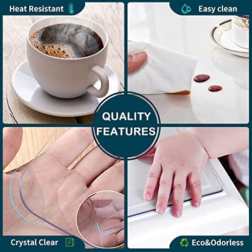 Clear Table Protector Plastic 40"x58" Clear Color Rectangle Shape 1.5mm Thick