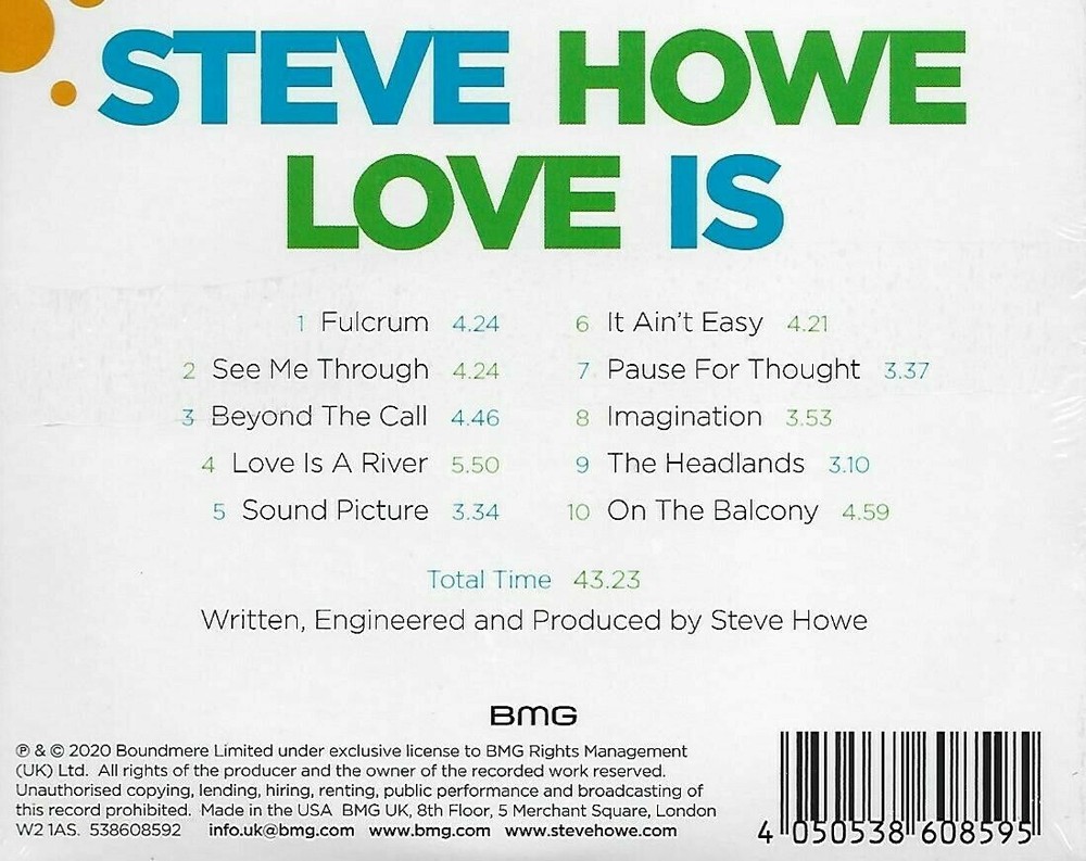Autographed STEVE HOWE - LOVE IS CD (Jon Davidson, Dylan Howe, Yes GTR signed
