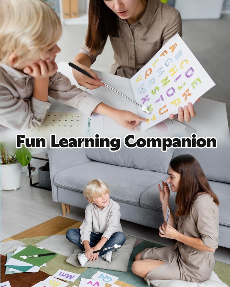 Retractable Teacher Pointer for Classroom Kids Reading, Extendable Finger Poi...