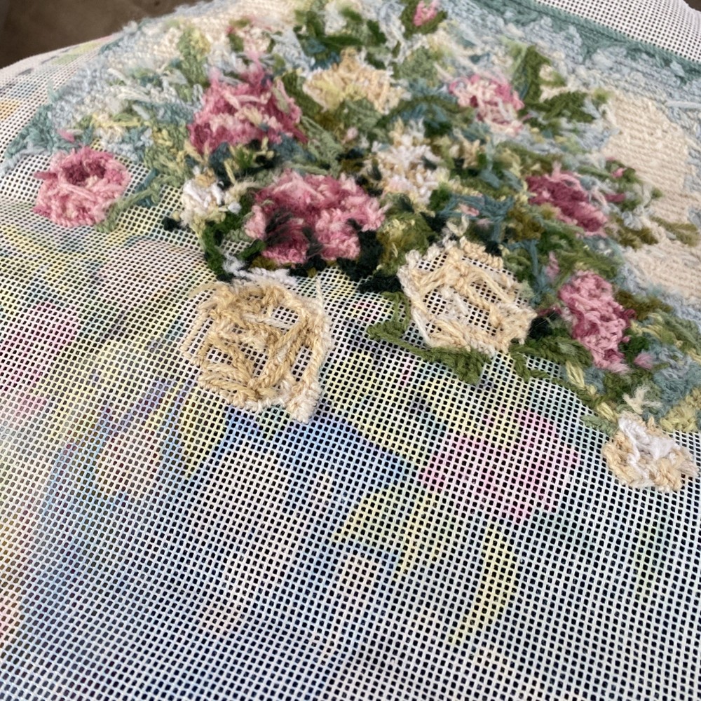 Dimensions Needlepoint Kit #2396 "Elegant Roses" - Started