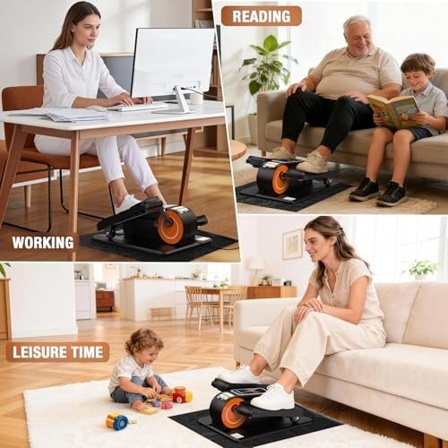 Compact Electric Under Desk Elliptical Machine for Home - Quiet Leg Exerciser wi