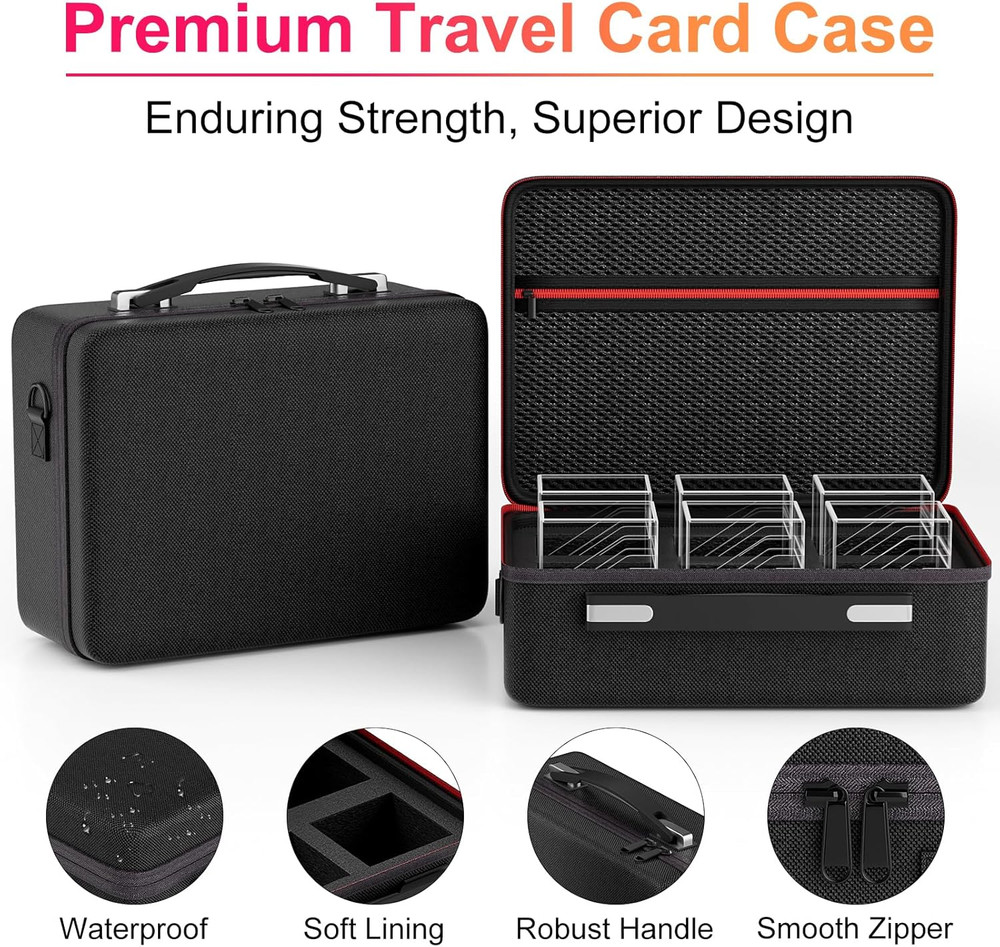 Card Deck Box with Portable Case, 6 Pack Clear Commander Deck Box with 6 Divider