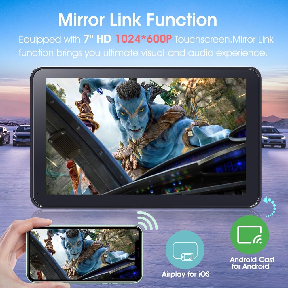 7" HD Wireless CarPlay Screen with Bluetooth Navigation & Backup Camera