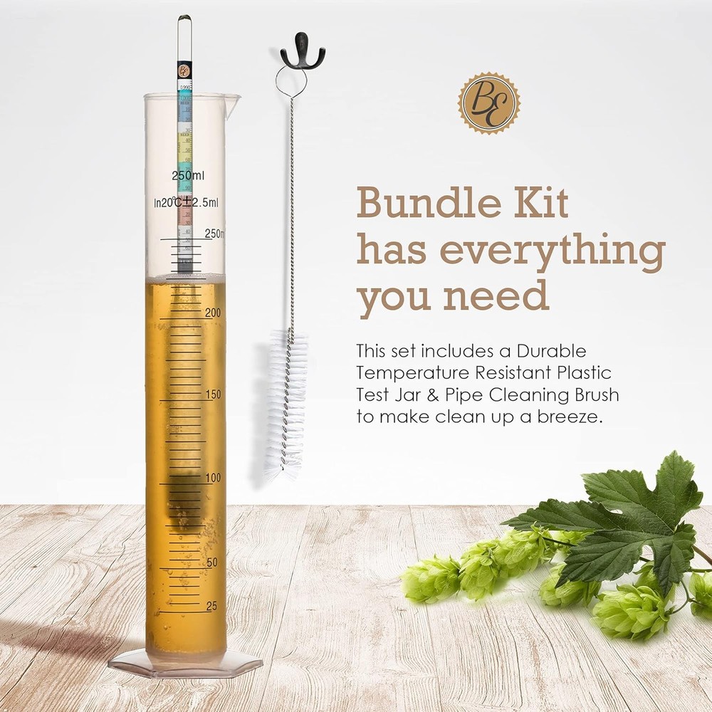 Brewer's Elite Hydrometer & & Plastic Test Jar Kit, Clear