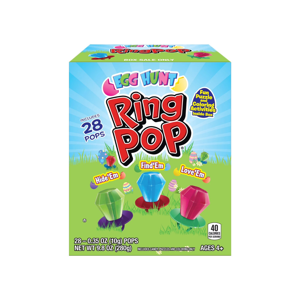 Ring Pop Easter Candy Lollipop Assorted Fruit Flavors, 28 Count Box