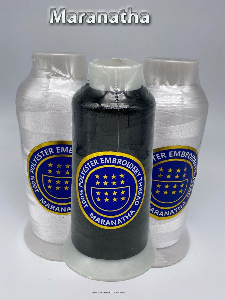 3 X  cones , white black   Embroidery machine polyester thread 5000 yds