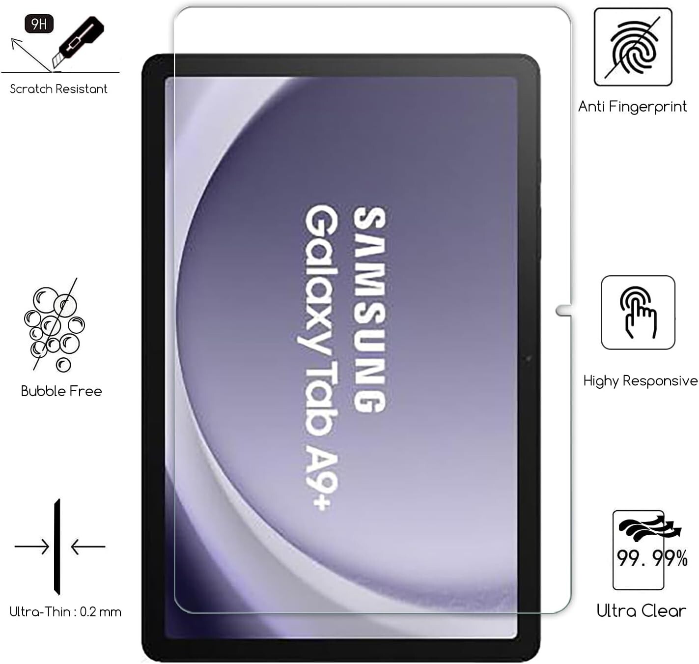 (2 Pack) Samsung Galaxy Tab A9 Plus / A9+ 5G 11" Screen Protector Tempered Glass
