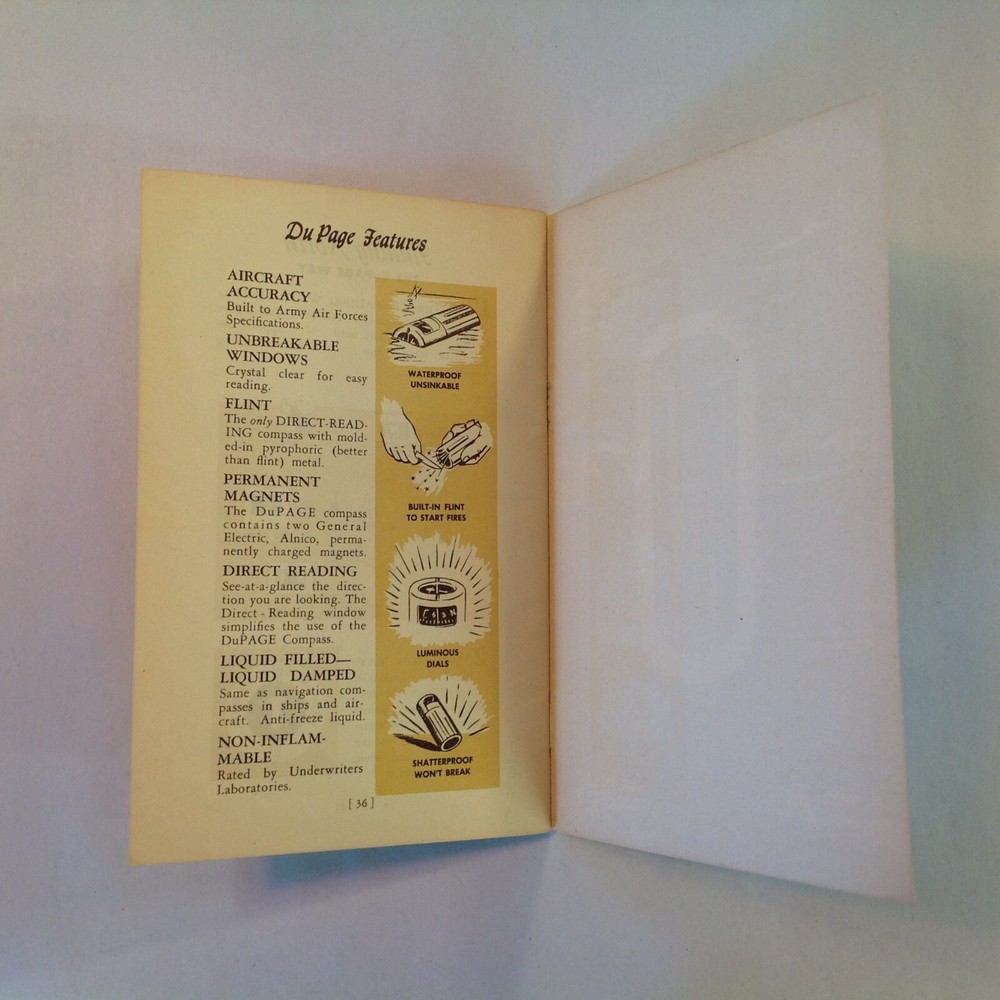 Vintage 1945 DuPage Compass Handbook and Map Encyclopedia Instructions Guide