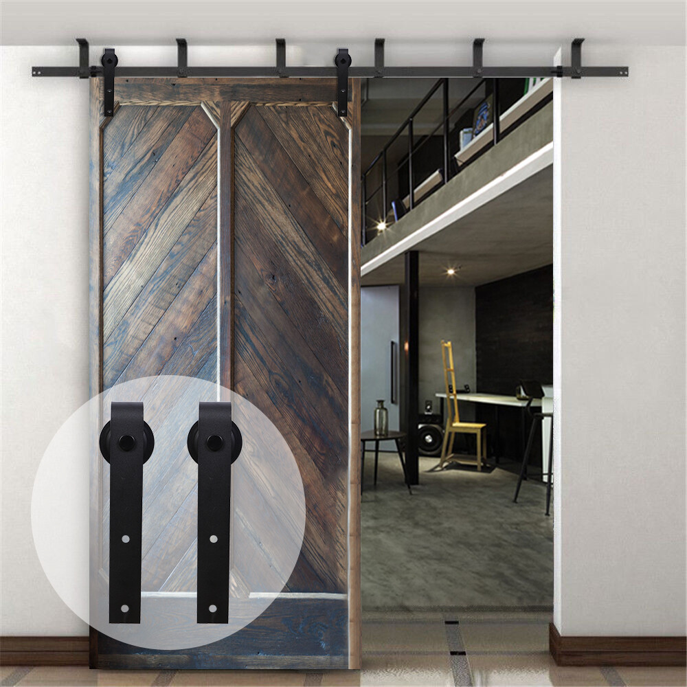 5-12FT Ceiling Bracket Mount Sliding Barn Door Hardware for Single/ Double Door