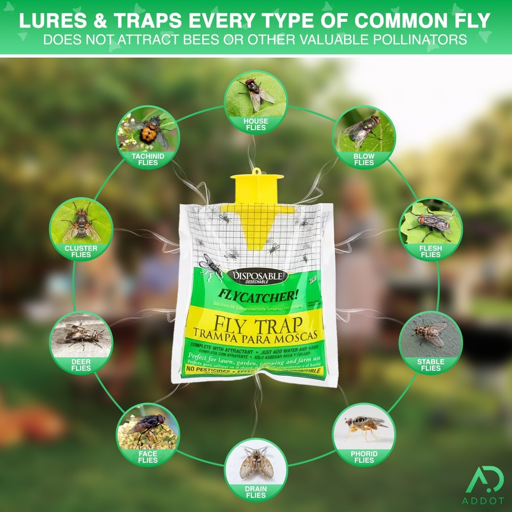 Outdoor Fly Traps Bundle - Disposable, Hanging Outdoor