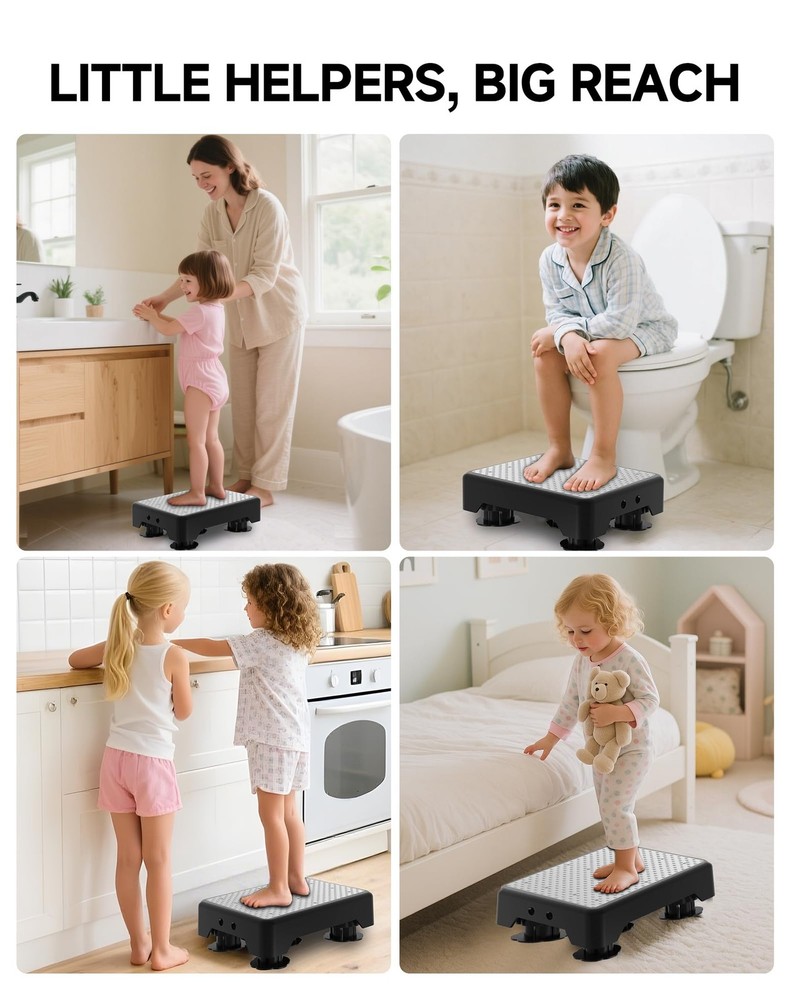 Adjustable Step Stool for Adults, Noctilucent Bed Step Stools, 600 LBS Capaci...
