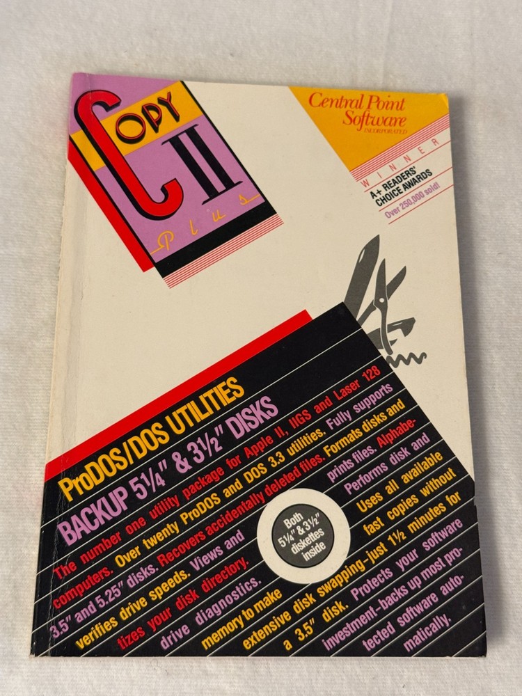COPY II PLUS Central Point Software Apple II DOS utilities vintage manual