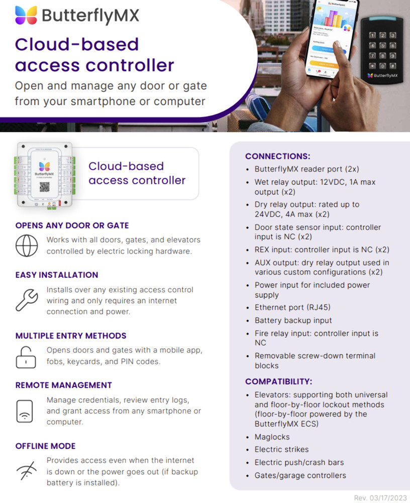 ButterflyMX 2-Door Access Controller Kit PSU DIN Keypad Reader & Fobs (NEW)