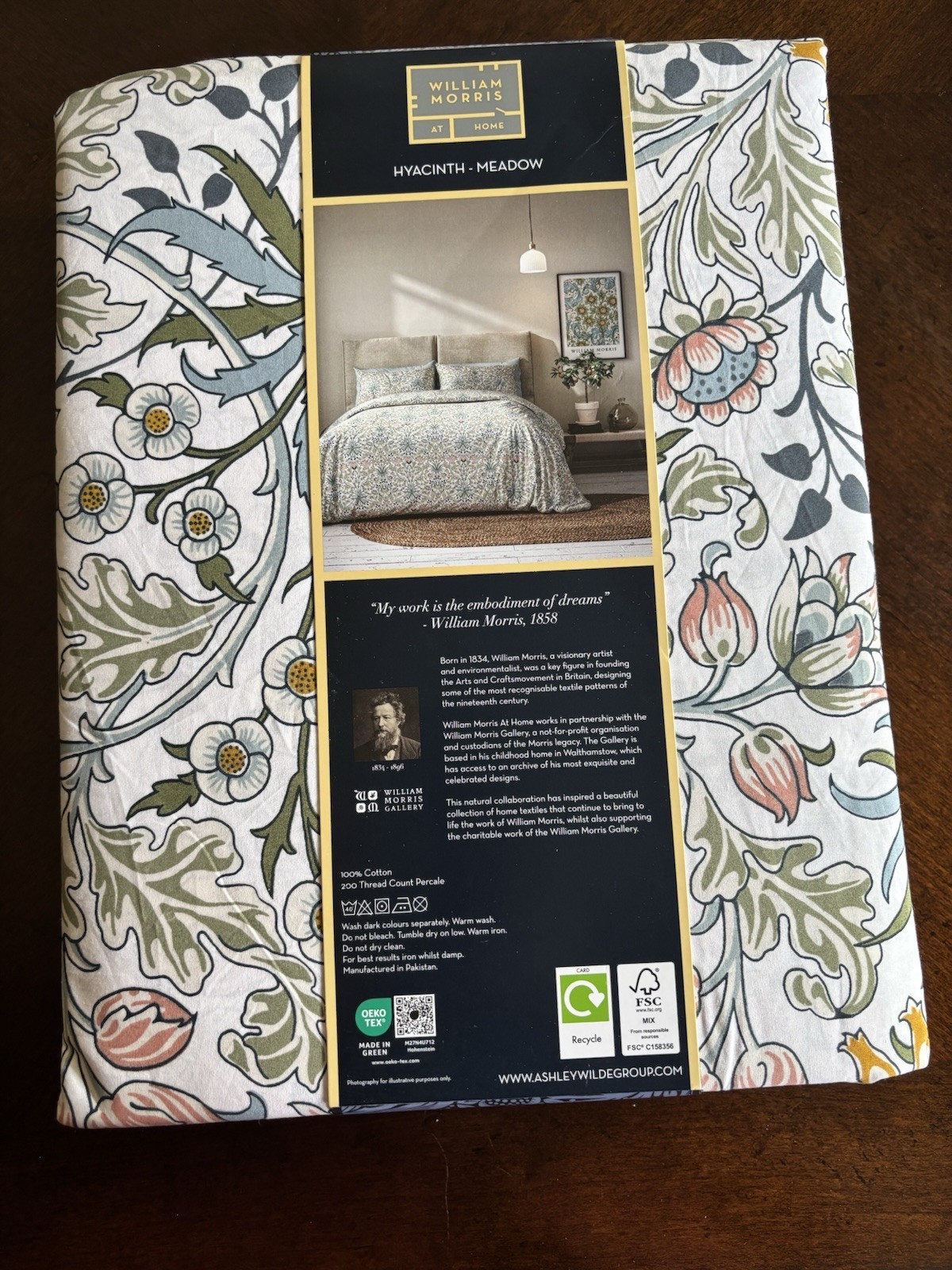 William MORRIS & CO. QUEEN Duvet Set Hyacinth Meadow 100% Cotton