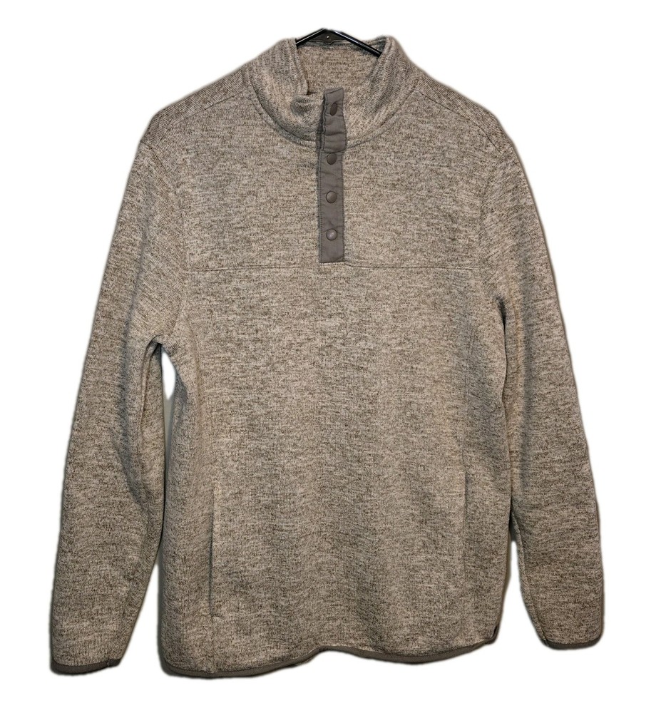 Goodfellow & Co. Men’s Regular Fit Pullover 1/4 Button Sweater Beige Size Medium