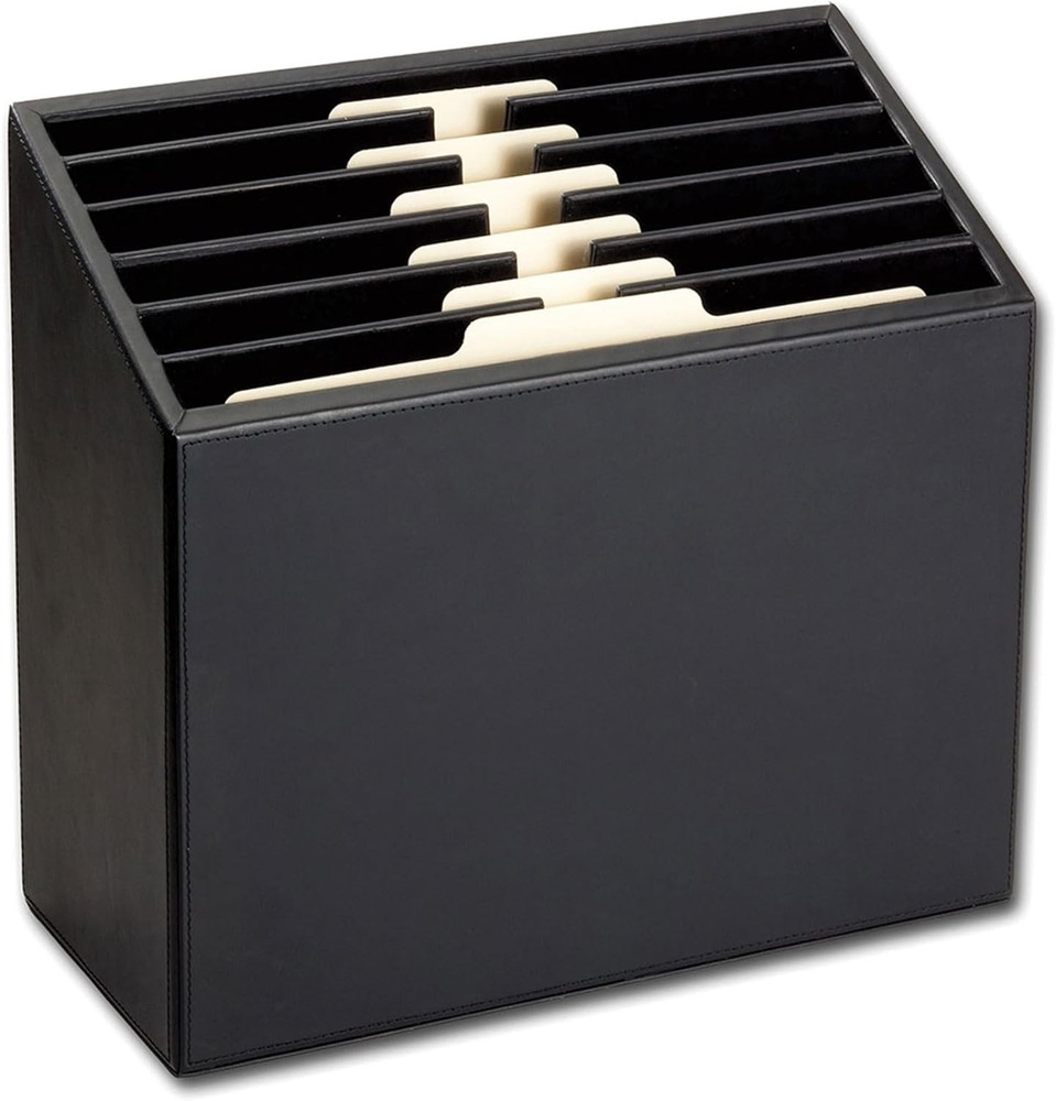 Black Leather 6-Tray File Sorter