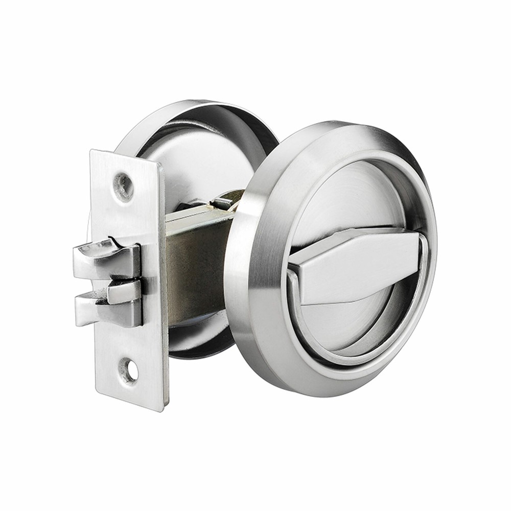 Stainless Cabinet Door knobs Fireproof Disk Ring Lock W/Recessed Pull Handle