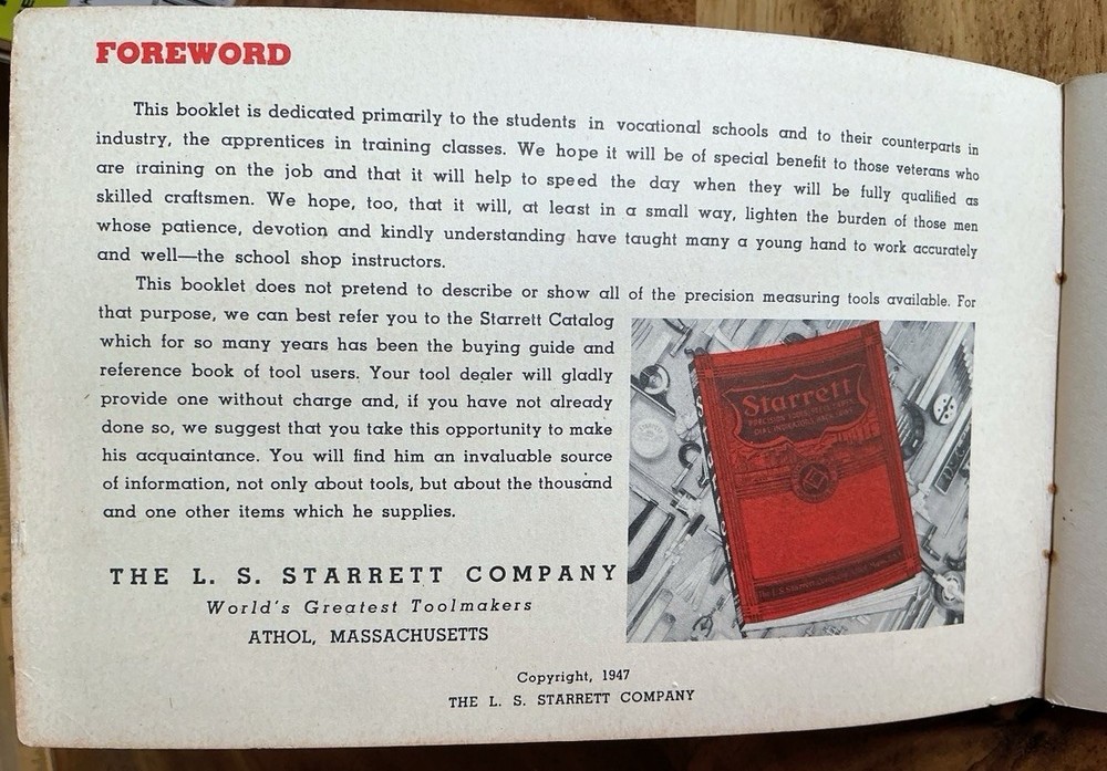 Starrett Precision Tools Booklet: The Tools and Rules for Precision Measuring