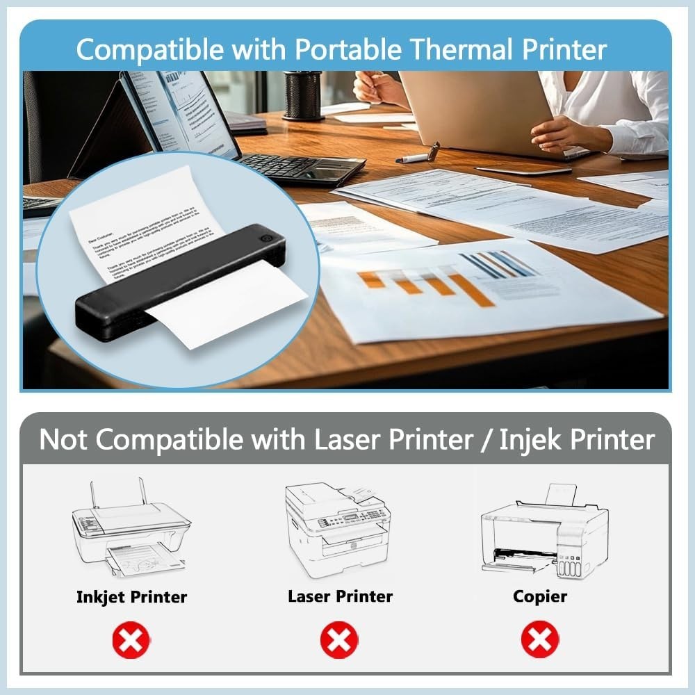 100 Sheets Thermal Printer Paper 8.5 X 11 Inch US Letter Size Thermal Paper