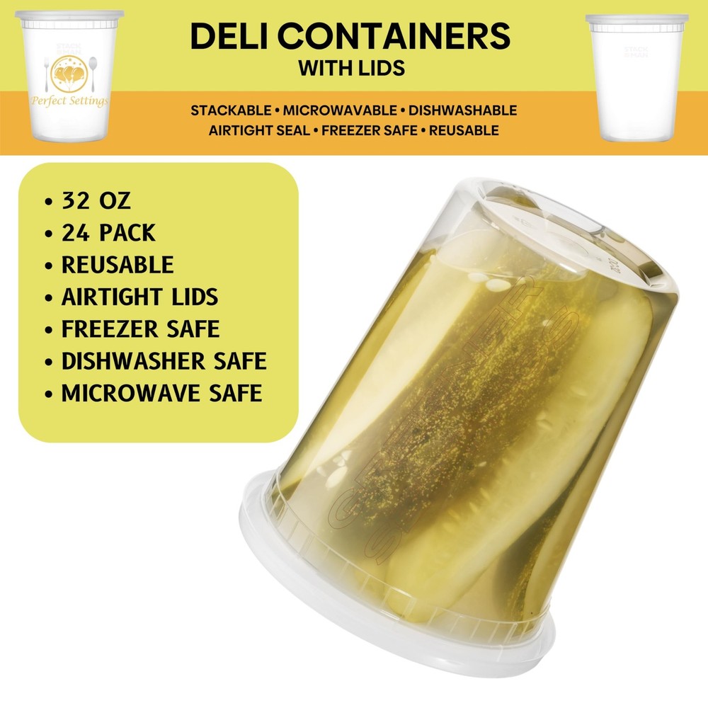 32oz Deli Containers With Lids 24 Sets Quart Freezer Storage Containers