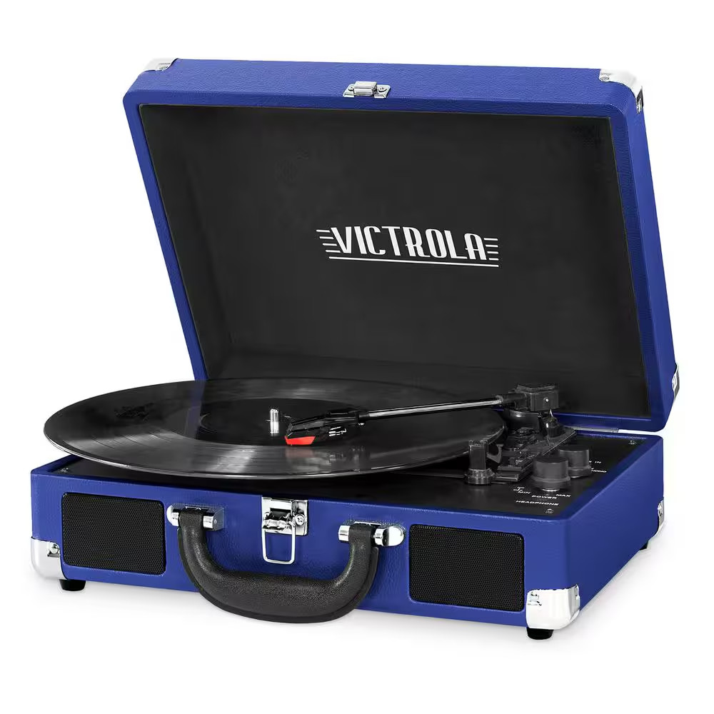 Bluetooth Suitcase Record Player with 3-Speed Turntable
