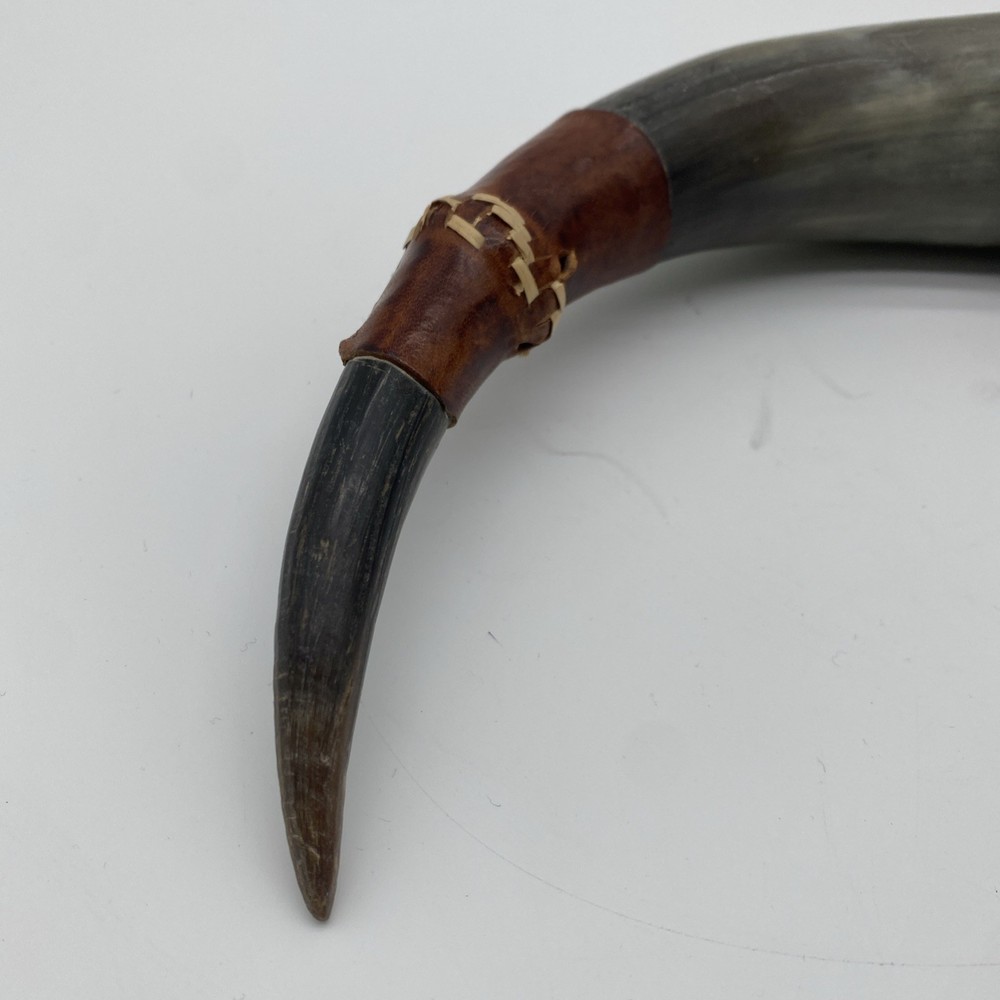 Vintage Powder Horn Muzzleloader with Leather Straps Hand Crafted