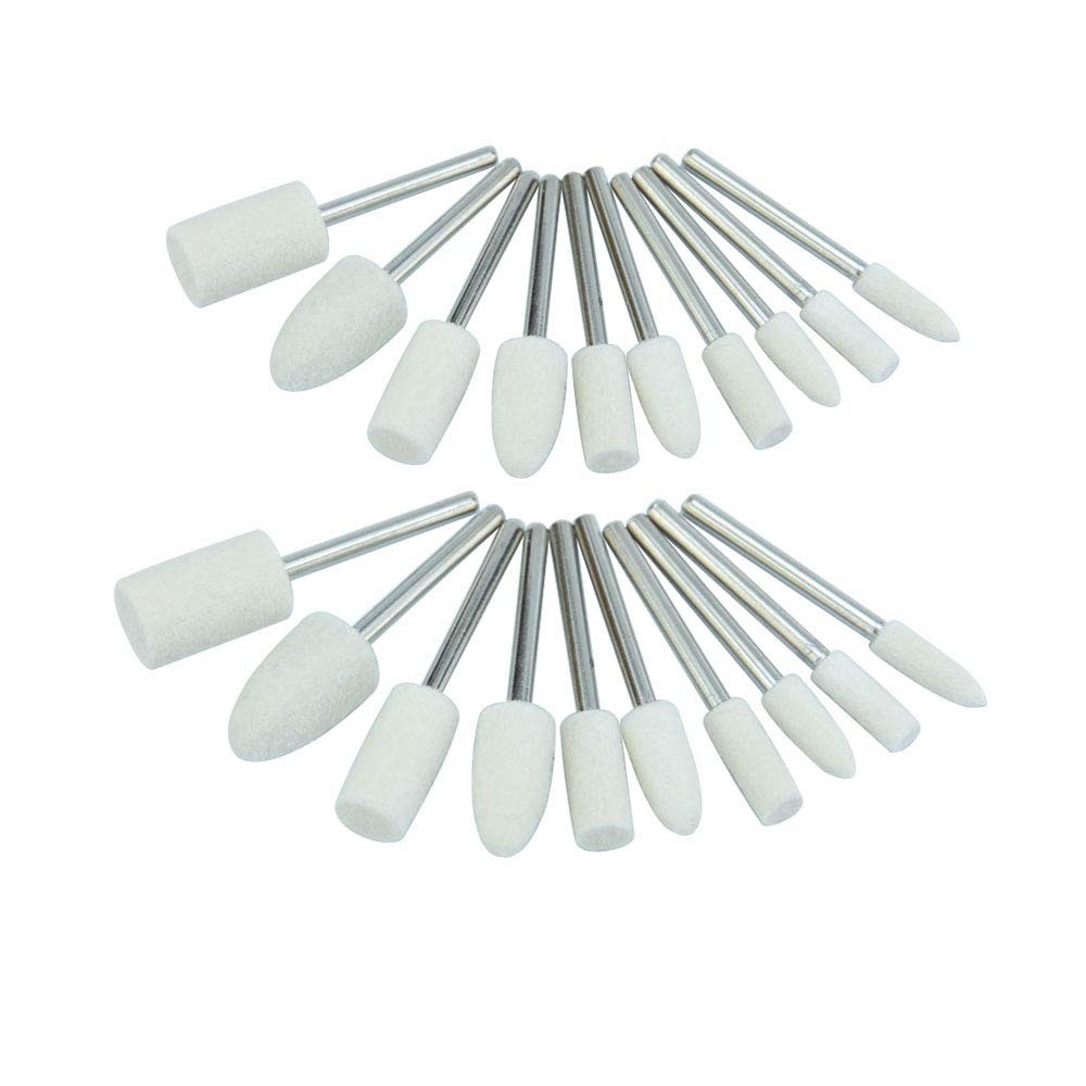 20 Pieces Compressed Wool Polishing Wheels Wool Felt Grinding Bits Buffing Ti...