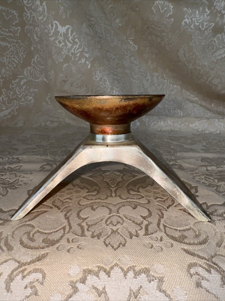 1960s WMF IKORA Silver Plate E.P. Brass Candle Holders Germany 3" #4847