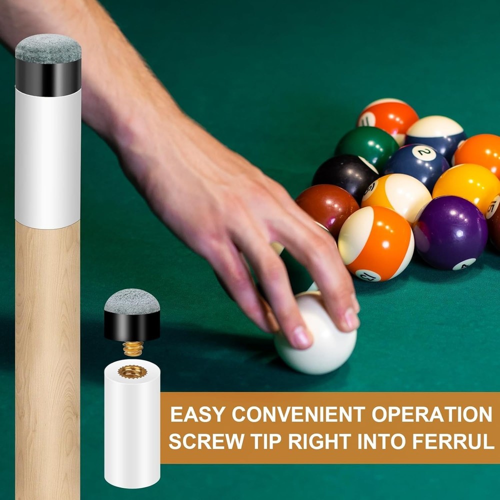 20Sets Billiard Cues Tips Replacement with White Pool Cue Stick Ferrules, Scr...