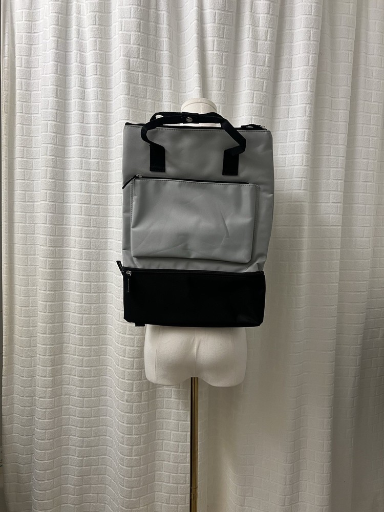 New DSW Backpack Light Grey & Black Nylon Bottom Compartment For Shoes ￼