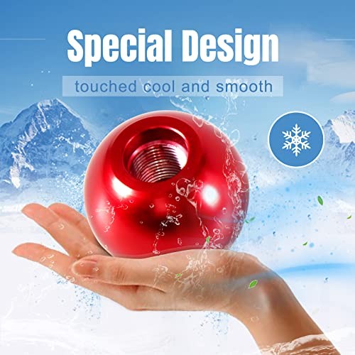 Universal Round Ball Gear Shift Knob,Chrome Finish Aluminum Shifter Knobs Red