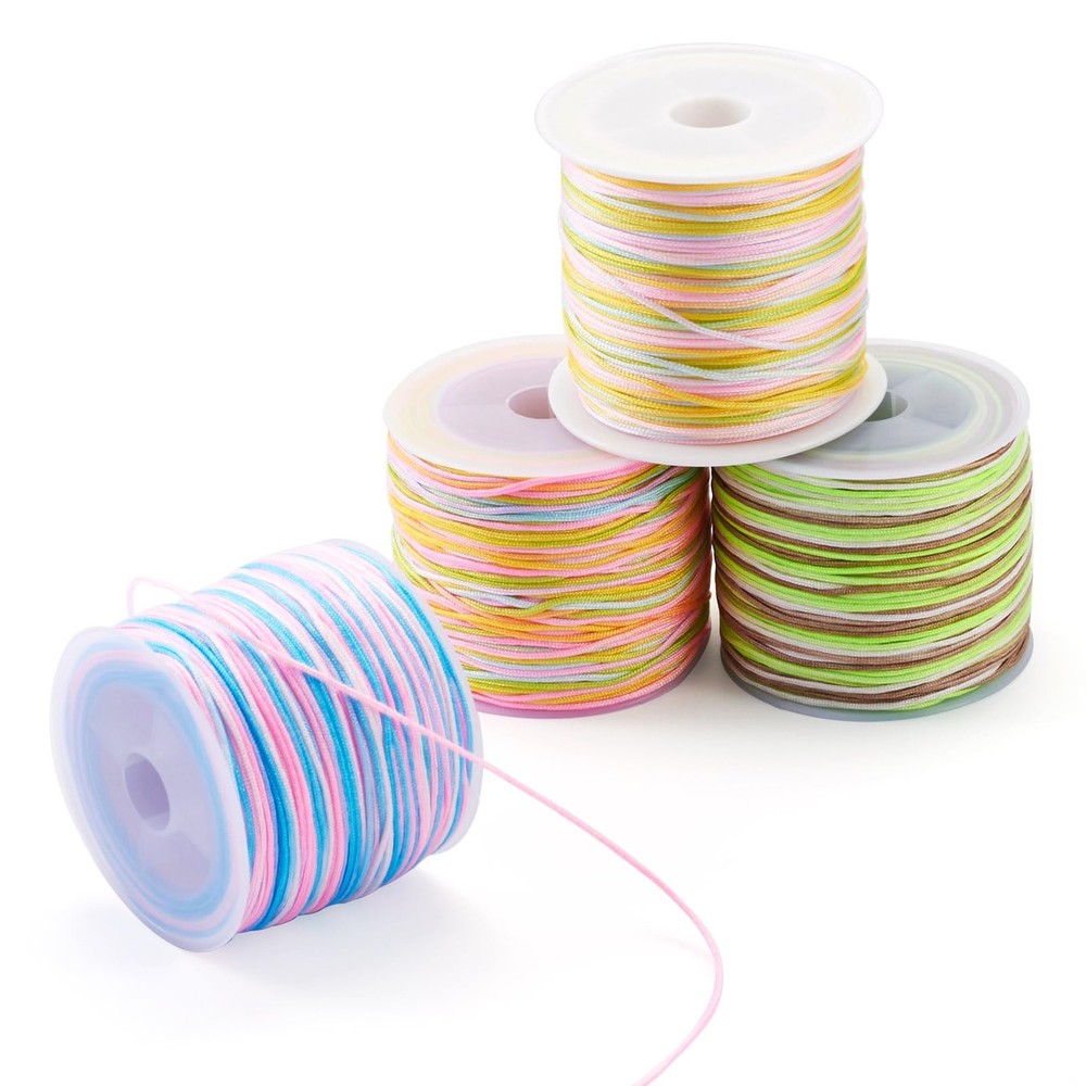 4 Rolls Nylon Cord Segment Dyed String 0.8mm, 4 Colors,