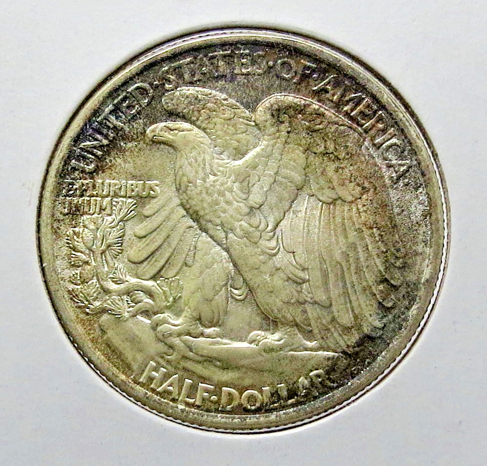 Original Beautifully Toned High-Grade 1943 Walking Liberty Silver Half Dollar.