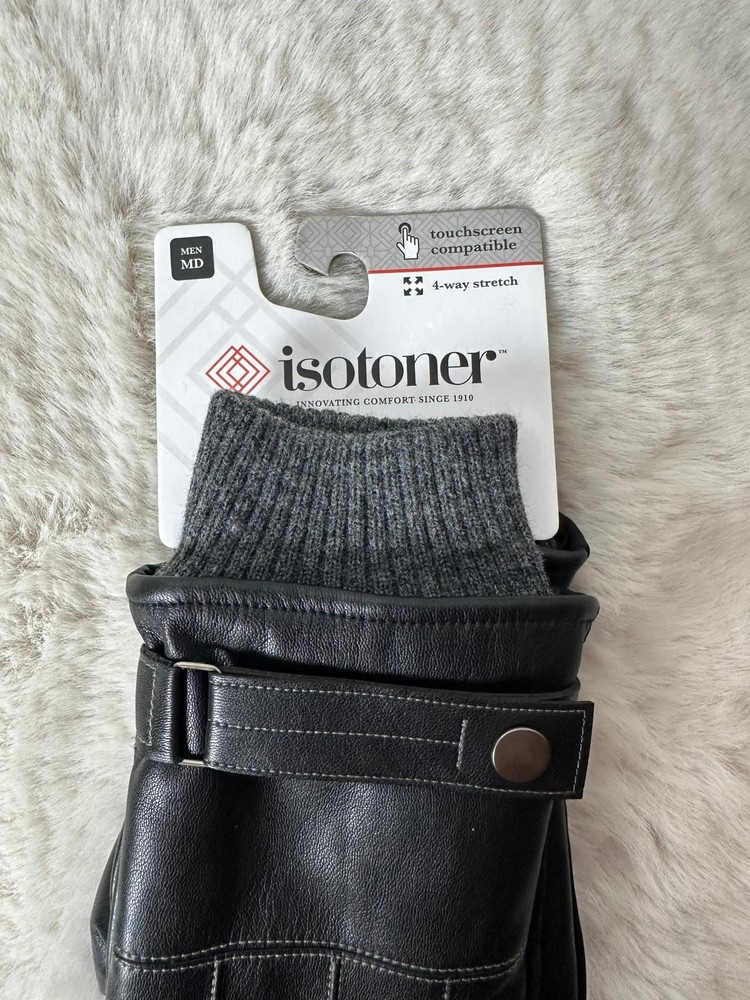 Isotoner Touchscreen Compatible Mens Medium Gloves 4 Way Stretch SmartTouch