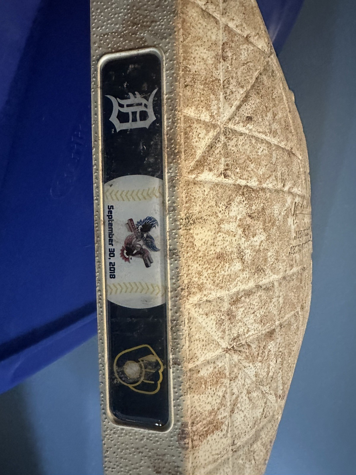 Milwaukee Brewers Game Used Base vs Detroit Tigers 1st Base: INN 1-9 9/30/18 MLB