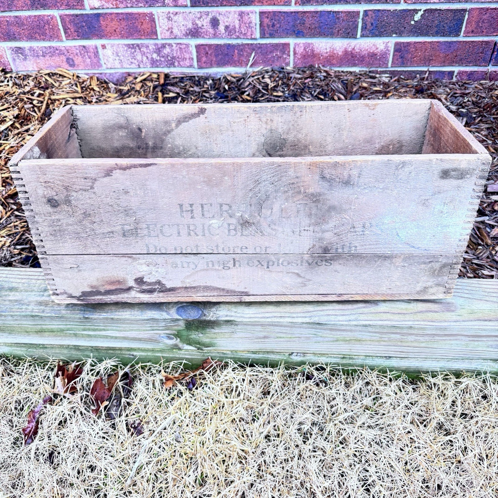 Vintage Hercules Powder Co. Blasting Caps Wood Crate Mining High Explosives Box