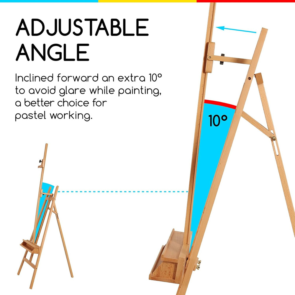Large Painters Easel Adjustable Solid Beech Wood Artist Easel, Studio Easel for