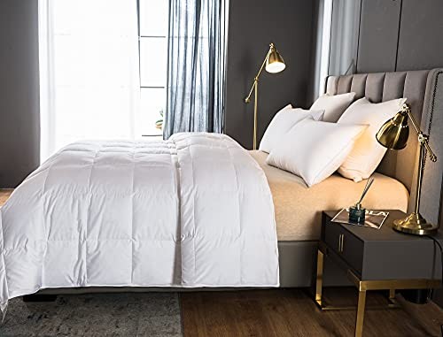 Lightweight 100% Goose Down Comforter/Blanket/Duvet Insert for Queen White