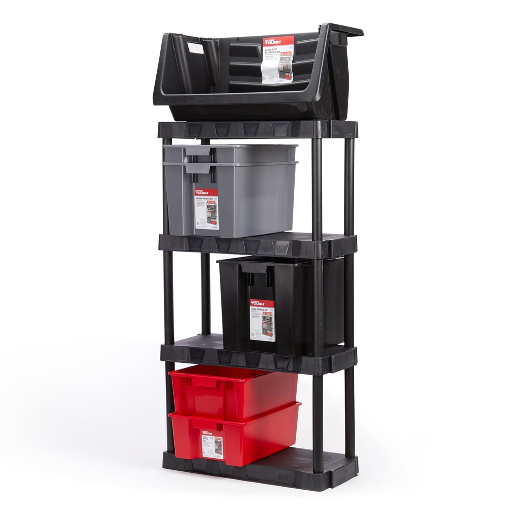Heavy Duty Nesting Plastic Stack Bin, Black