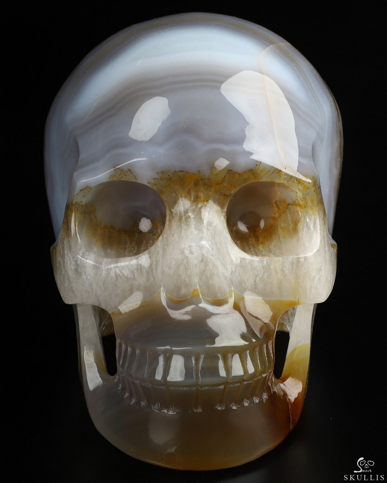 4.0" Premium Brazilian Agate Hand Carved Crystal Skull, Realistic, Healing