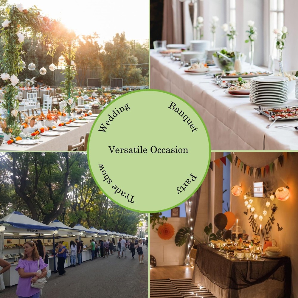 2 Pack Black Tablecloth Fitted Table Clothes for 6 Foot Rectangle Tables - Wa...