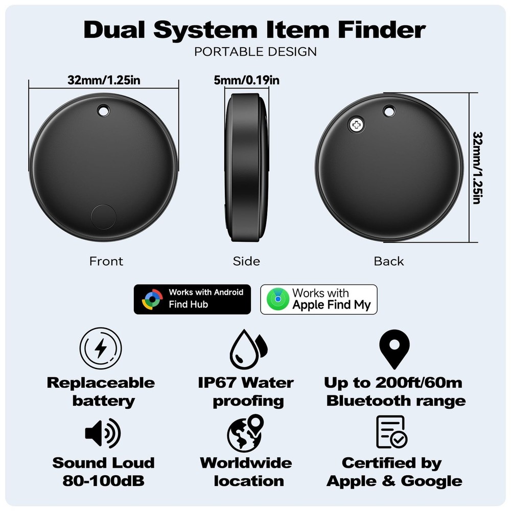 Eelexa Smart Tag Tracker, Dual System Air Tracker Tag for iOS and Android, Co...