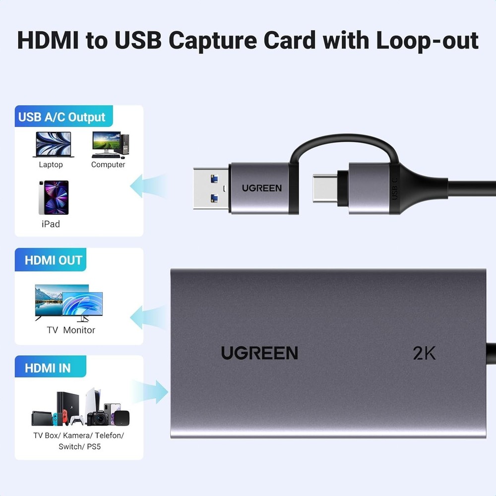 Versatile HDMI Capture Card - 4K Input, Universal Compatibility for Streamers