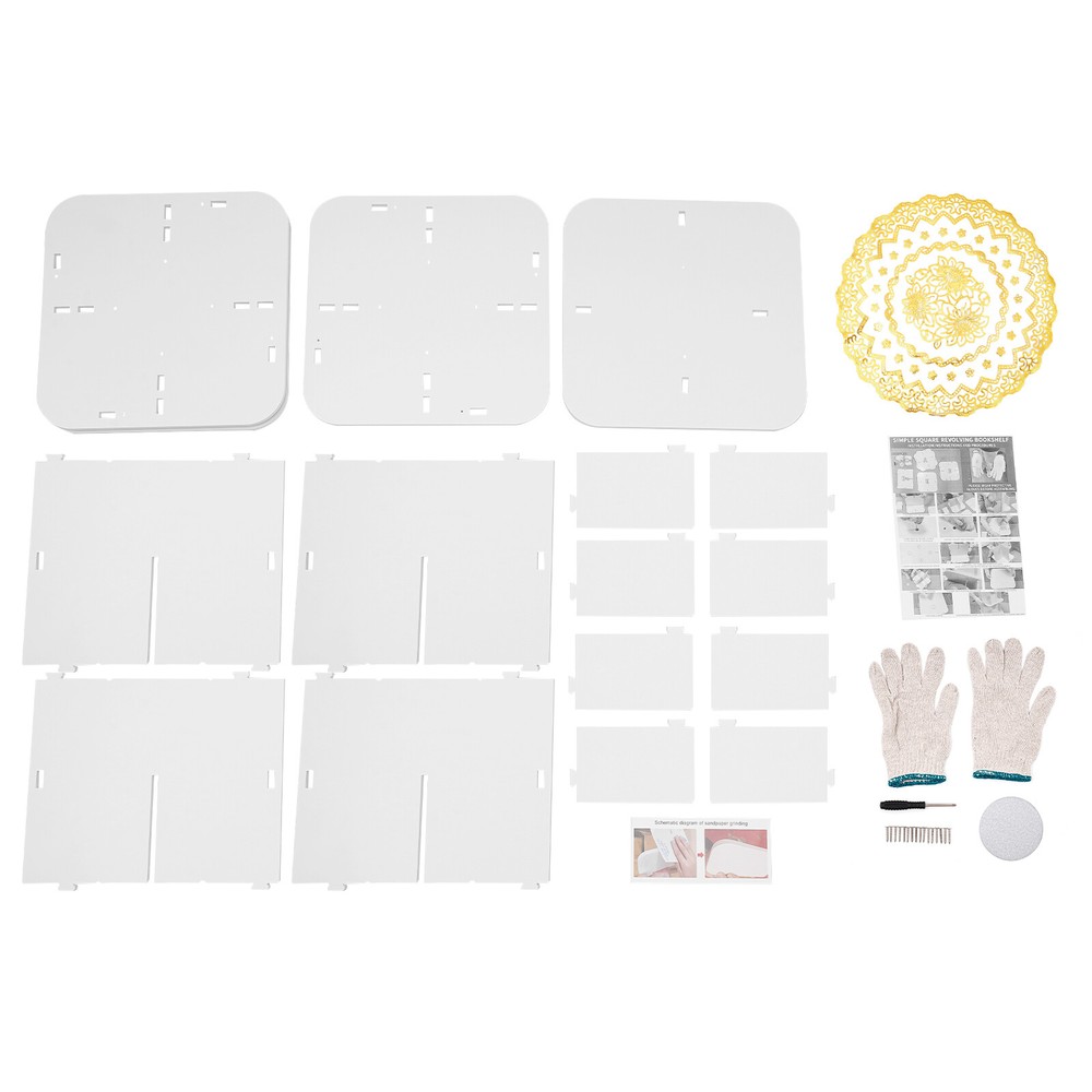 2-Tier Rotating Bookshelf - Compact White Bookcase for Corner Storage