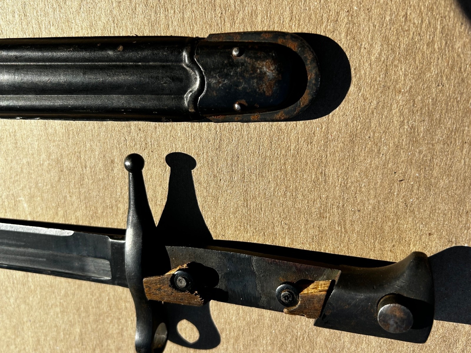 Original German Model 1871 / 94 Bayonet with Leather Scabbard