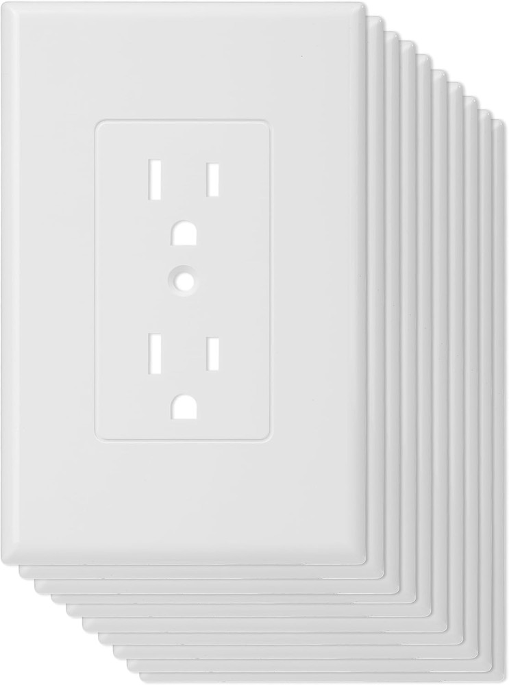 Bates Duplex Wall Outlet Covers - 10 Pack, White Wall Plates