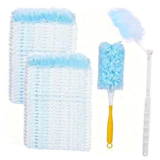 60 Count Heavy Duty Dusters Refills, Disposable Cleaning Duster Kit Microfiber