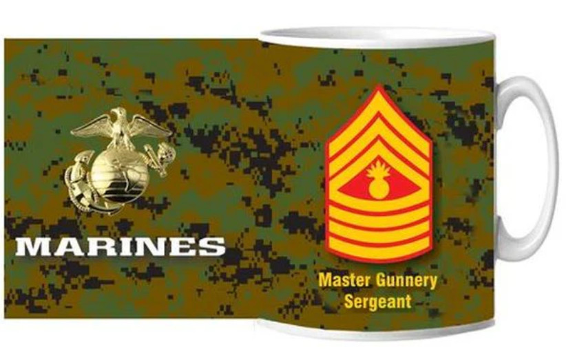 MARINE CORPS MASTER GUNNERY SERGEANT CAMO CERAMIC MUG 15 OZ