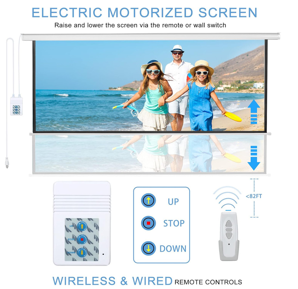 120" Motorized Projector Screen Electric Diagonal Automatic Projection 4:3 HD
