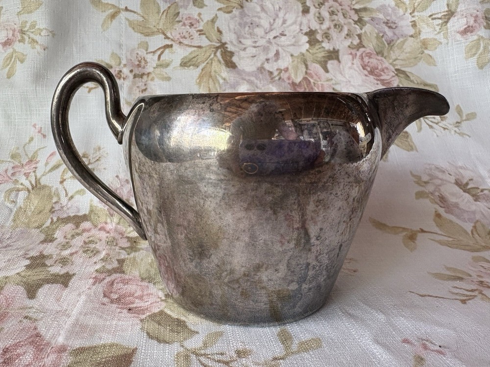 Vintage MCM Cream Pitcher By Academy Silver On Copper